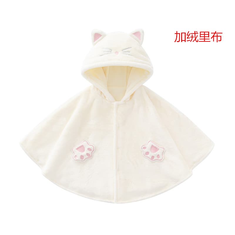 Cocapsol Baby Outfit Plush Cat-Themed Warm Coat for Autumn Winter Children's Clothing Toddler Outfit Cute Beige Cat Design