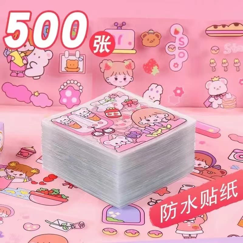 100 unique sticker sheets for journaling, cute cartoon designs, waterproof notebook materials, and paper stickers.