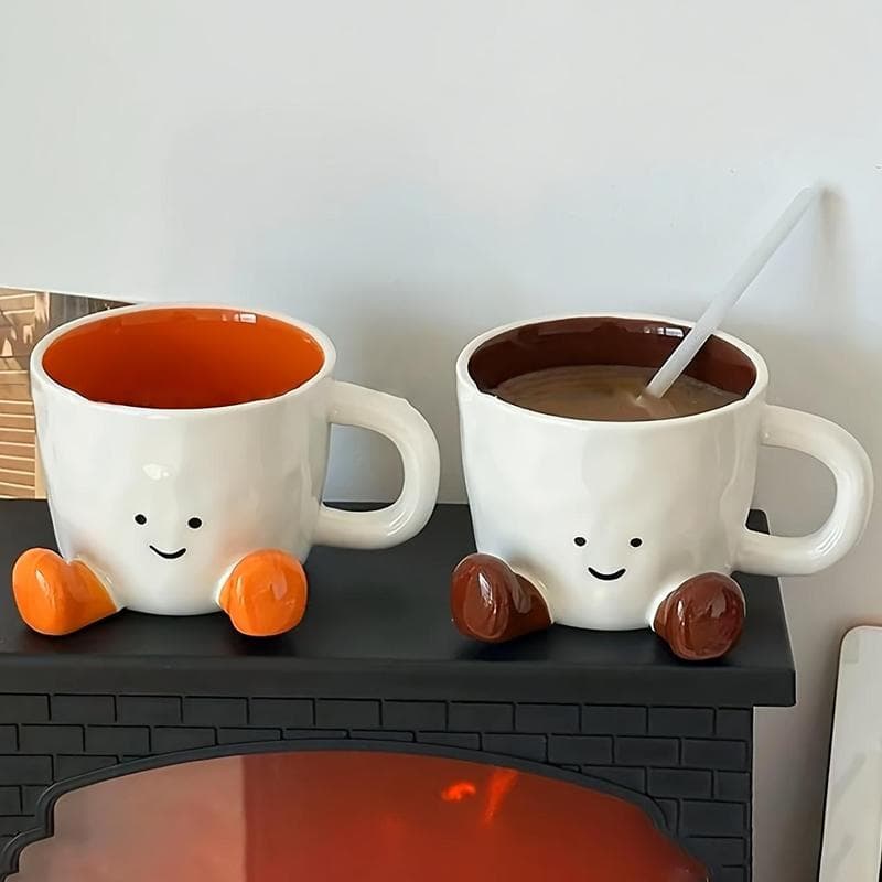 Cross-border Hot-selling Foot-shaped Mug Creative High-appearance Ceramic Cup Cute Cartoon Coffee Cup Household Couple Cup