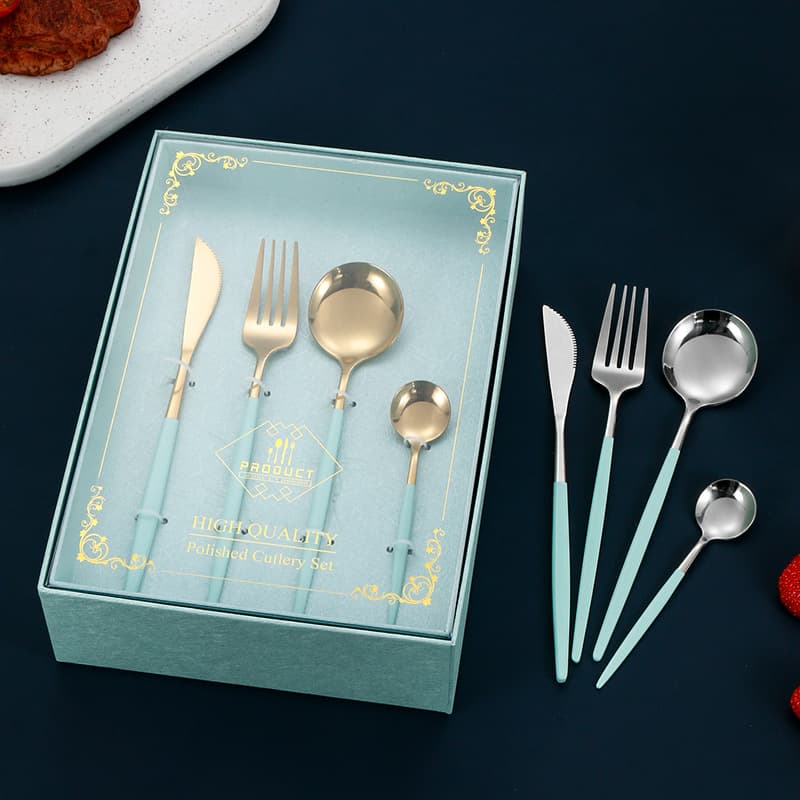 Cross-border Portugal 4-Piece Stainless Steel Cutlery Set Hotel Western Tableware Knife Fork Spoon 24-Piece Gift Set