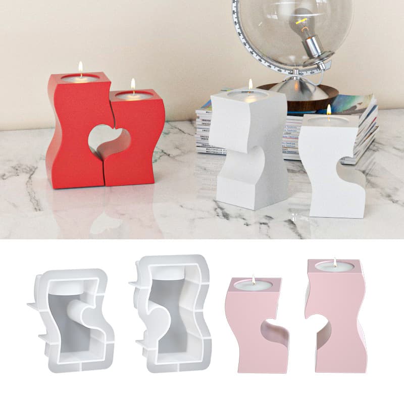 diy irregular S-shaped candle base ornaments silicone mold splicing love candle holder aromatherapy plaster glue abrasive