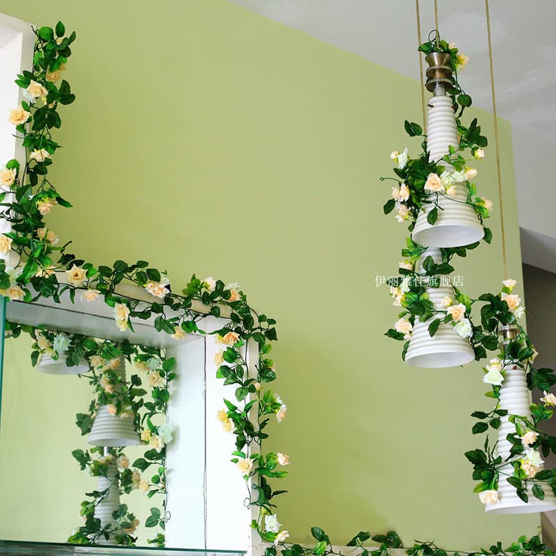 Factory Wholesale Artificial Flower Vine Silk Rose Fake Flower Vine Wedding Pipe Decoration Simulation Flower Vine High Simulation