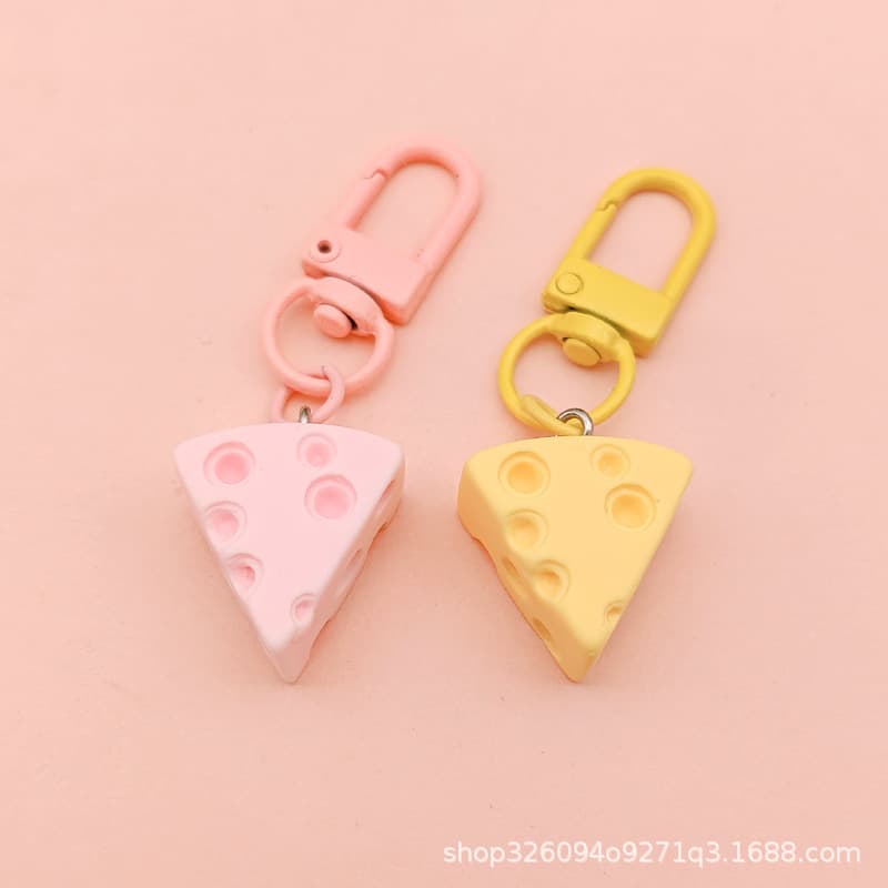 Cute Cheese Keychain Custard Cheese Block Jewelry Pendant Student Girlish Sweet Realistic Food Toy Pendant