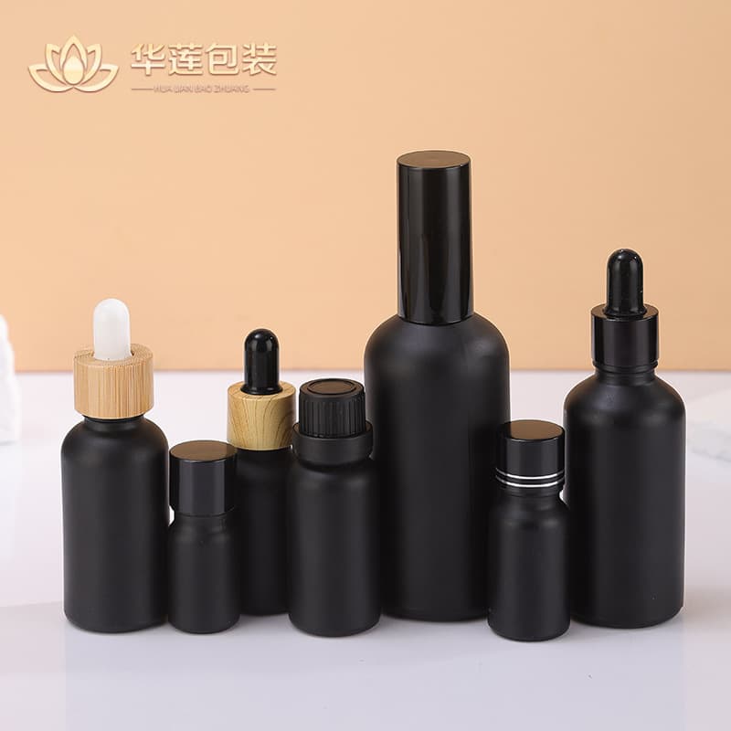 Black Frosted Essence Dropper Bottle Cosmetic Dispensing Bottle Premium Sample Dispensing Bottle Spray Hydrating Perfume Bottle
