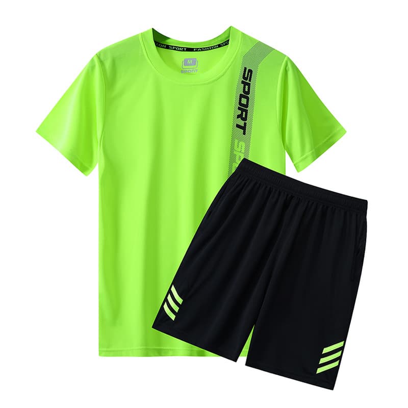 Men's Summer Sportswear Set Quick Dry Breathable Running Suit Casual Loose Short Sleeve T-Shirt Shorts Sportswear Ensemble