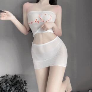 Sexy Lingerie Mesh Bodysuit Set Transparent Hollow Rip Stockings Tight Fitting One Piece for Women