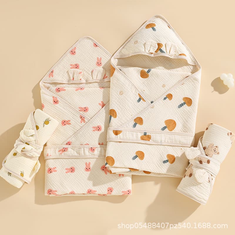 Four-layer crepe cloth wrapped baby quilt cotton newborn bath towel first birth room swaddle wrapped simple cotton quilt