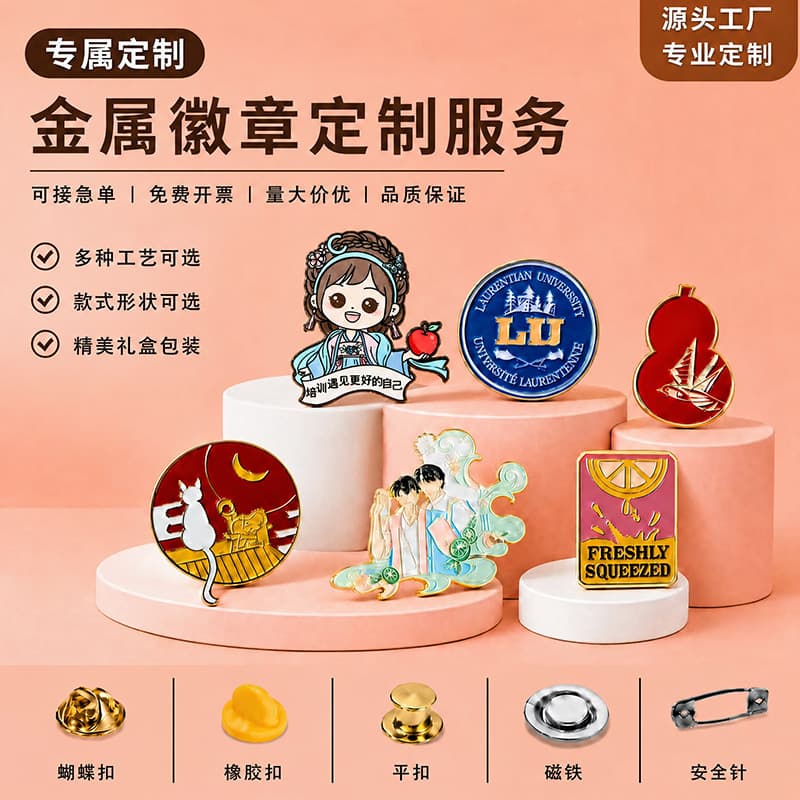 Custom Metal Badge for Corporate School LOGO Enamel Pin Brooch Commemorative Epoxy Badge