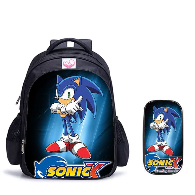 2025 New Anime Cartoon Backpack Sonic Two-Piece Set - Backpack + Pencil Case