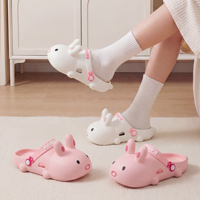 Cute Rabbit Slippers for Women Summer Outdoor EVA Soft Sole Home Indoor Anti-Slip Kids Cartoon Sandals Wholesale