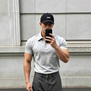 2026 New Zero-Pressure Liquid Ammonia Cotton Athletic Fit High-Stretch Versatile Short-Sleeve Solid Color Polo Round Neck T-Shirt Moisture-Wicking