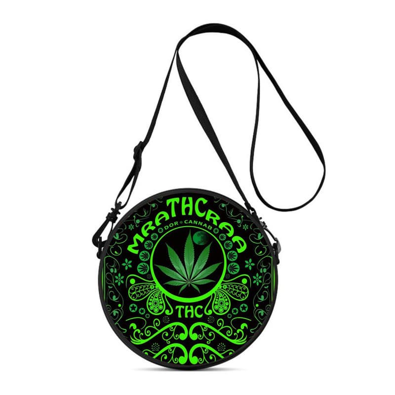 Cross-border Leaf Print Women's Round Crossbody Bag Wearable Shoulder Polyester Multifunctional Cosmetic Bag Storage Bag Dropshipping