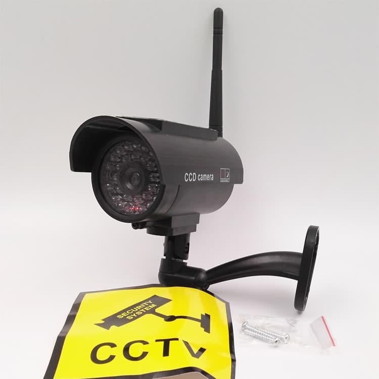 Quality Solar-Powered Dummy Camera, Fake Surveillance Device with Antenna in Black