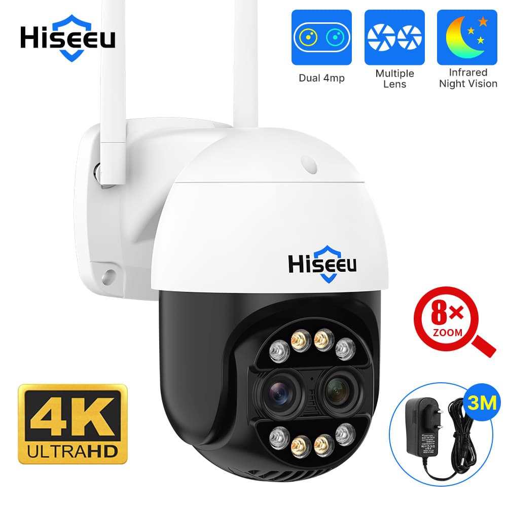 Outdoor 8x zoom 4K dual-lens camera wireless WFII PTZ camera high-definition night vision home mobile phone remote monitoring