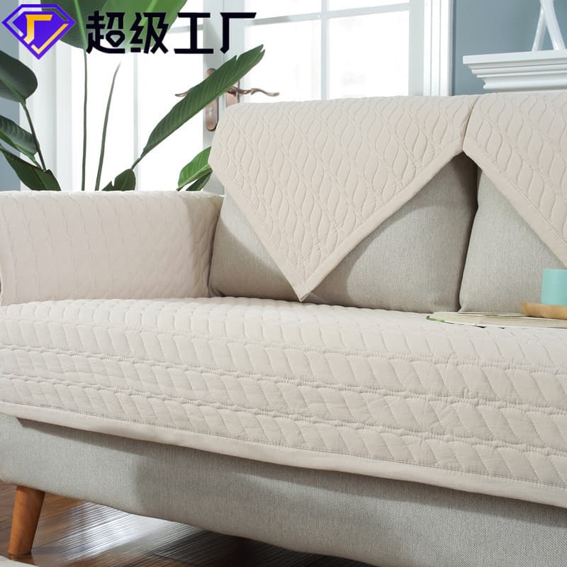 Nordic Style Solid Color Striped All-cotton Sofa Cushion Non-slip Bay Window Cushion Sofa Cover Seat Towel