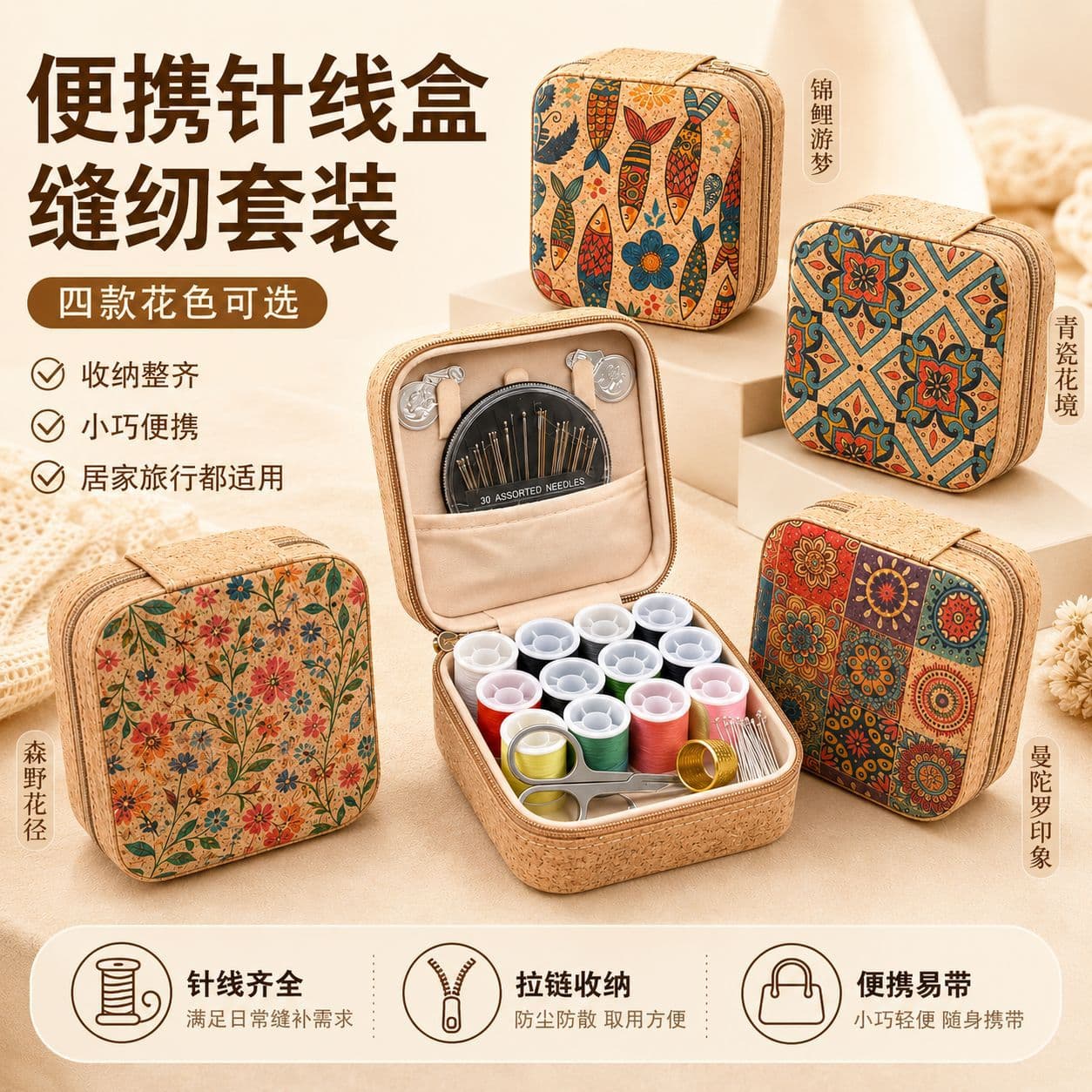 Vintage Sewing Box Sewing Kit High-End Sewing Tools Handmade DIY Portable Storage Box Dormitory Bag Home Use