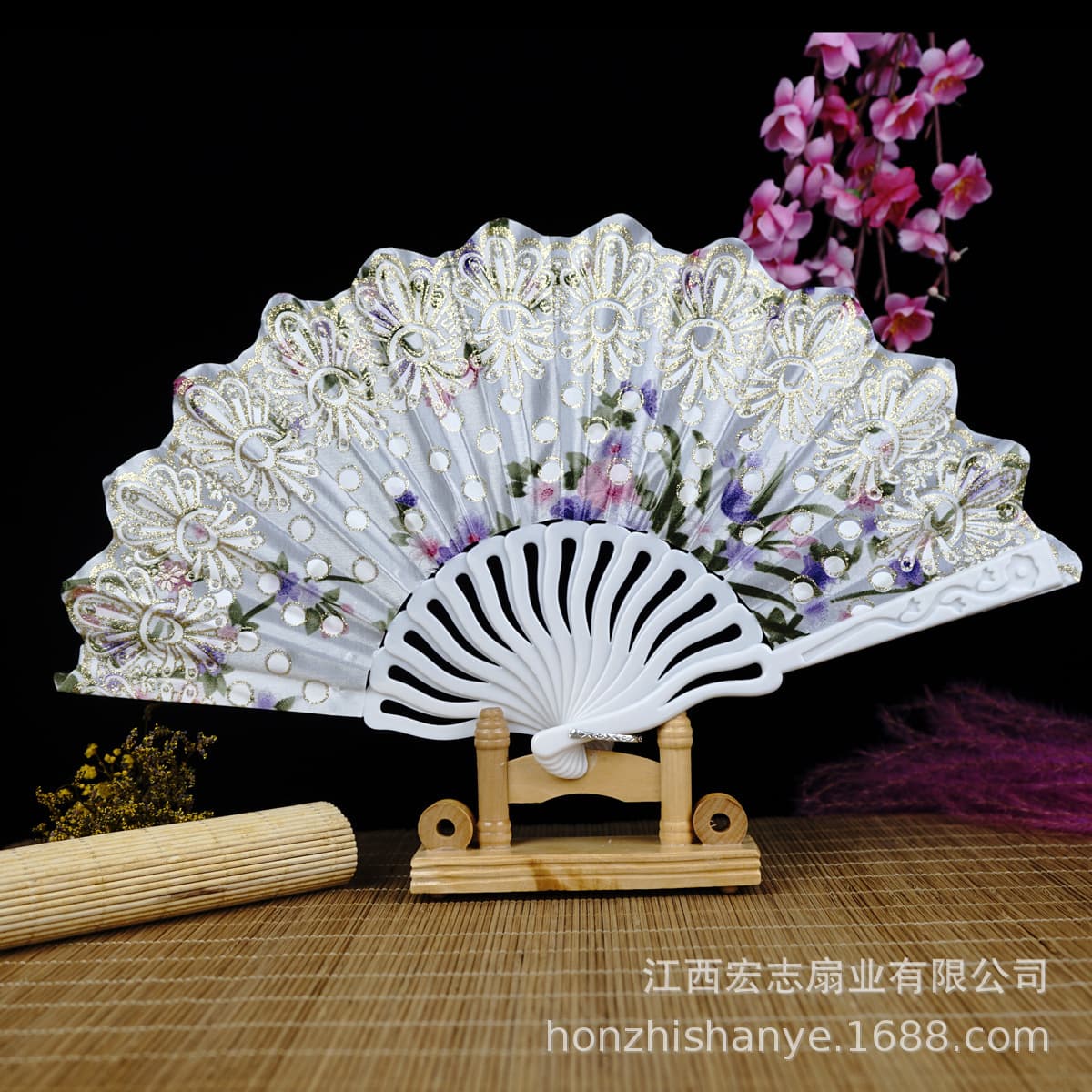 Vintage Chinese Style Classical Fan, Chinese Cheongsam Show Matching Fan, Silk Cloth Plastic Fan, 7-Inch Folding Fan