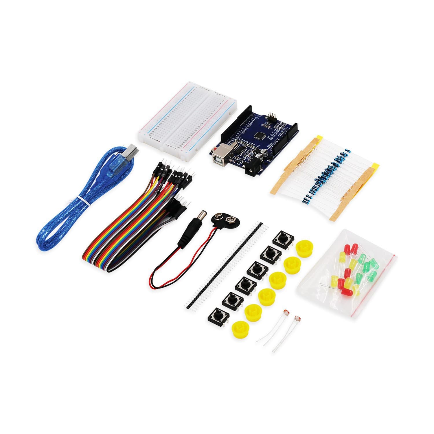 Starter Kit UNO R3 Mini 13-in-1 Kit, Beginner Kit with Mini Breadboard, LED, and Jumper Wires