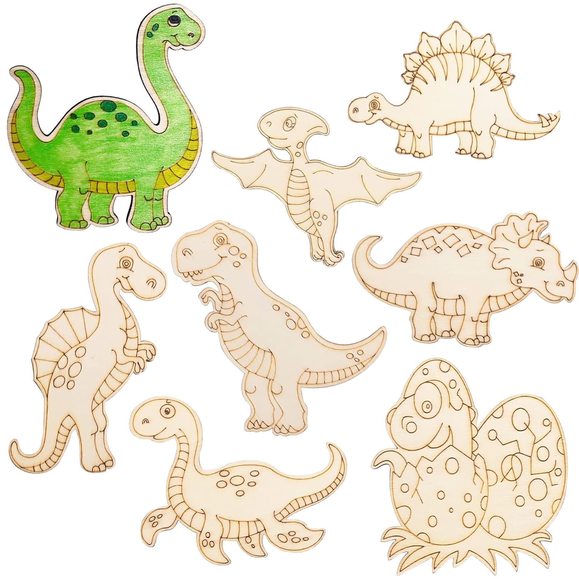 Factory Direct Children's Dinosaur Wooden Slice Painting Wooden Laser Engraved Dinosaur Coloring Cross-border DIY Dinosaur Wooden Slice