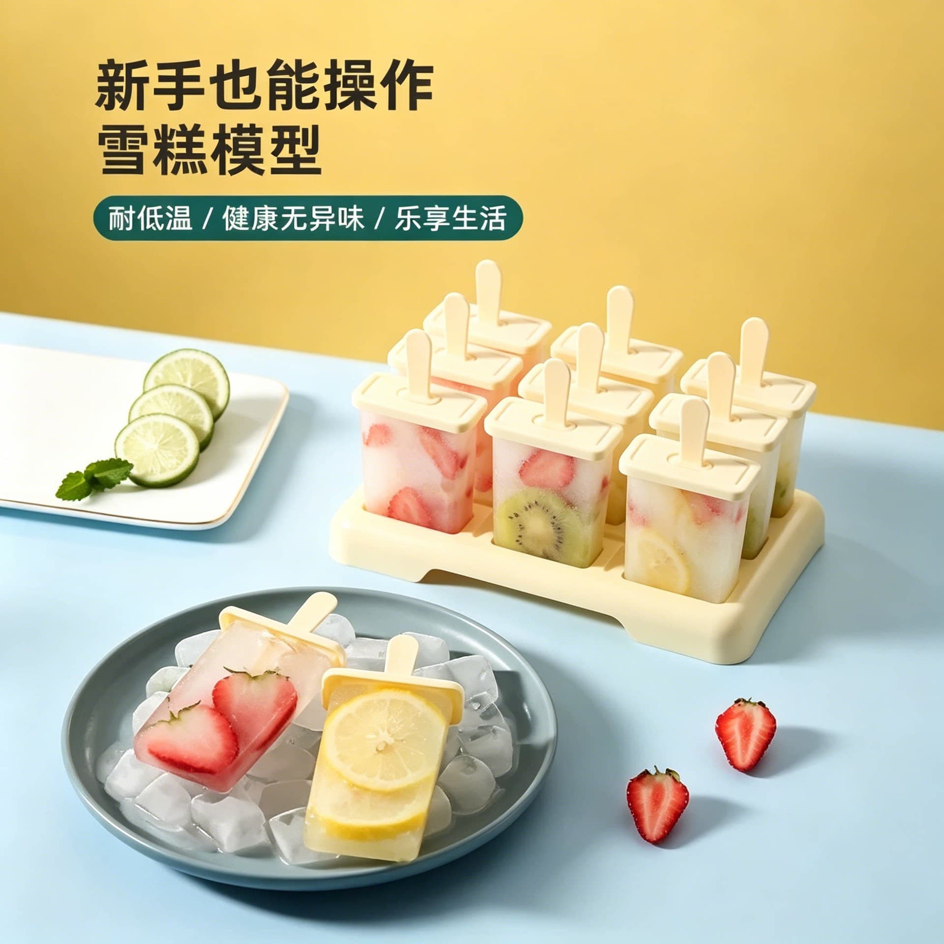 Ice Pop Mold for Home Use - DIY Ice Lolly, Popsicle, Ice Cream, Ice Cube Tray, BPA-Free Freezer Mold for Homemade Frozen Treats