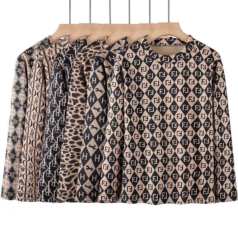 New Fleece-Lined Thermal Wear for Mothers, Comfortable and Elegant Long-Sleeve Base Layer Shirt in Skin-Friendly Cotton for Middle-Aged and Elderly