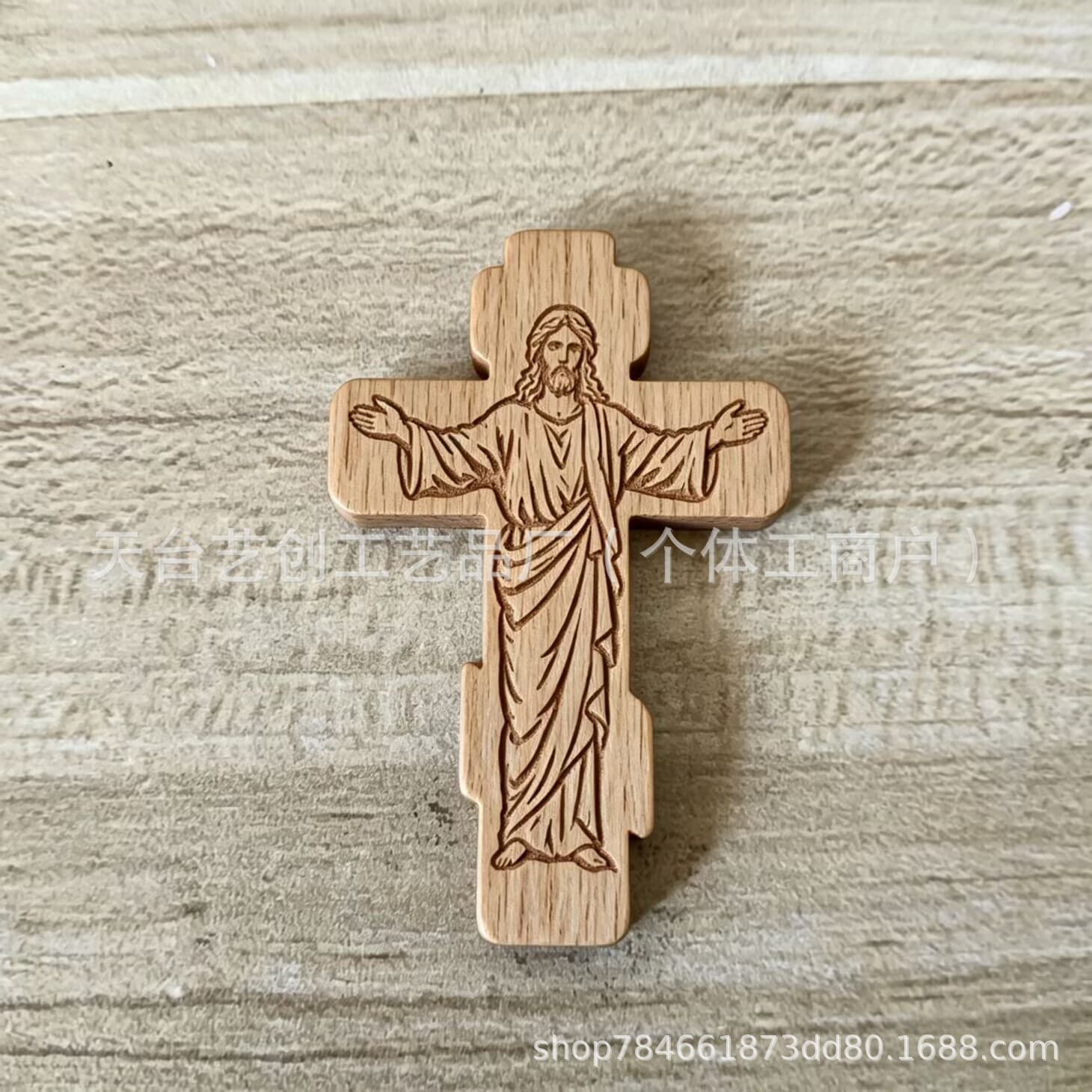Cross-border Prayer Cross Gift Wooden Laser Engraved DIY Wooden Cross Creative Black Cross Ornament