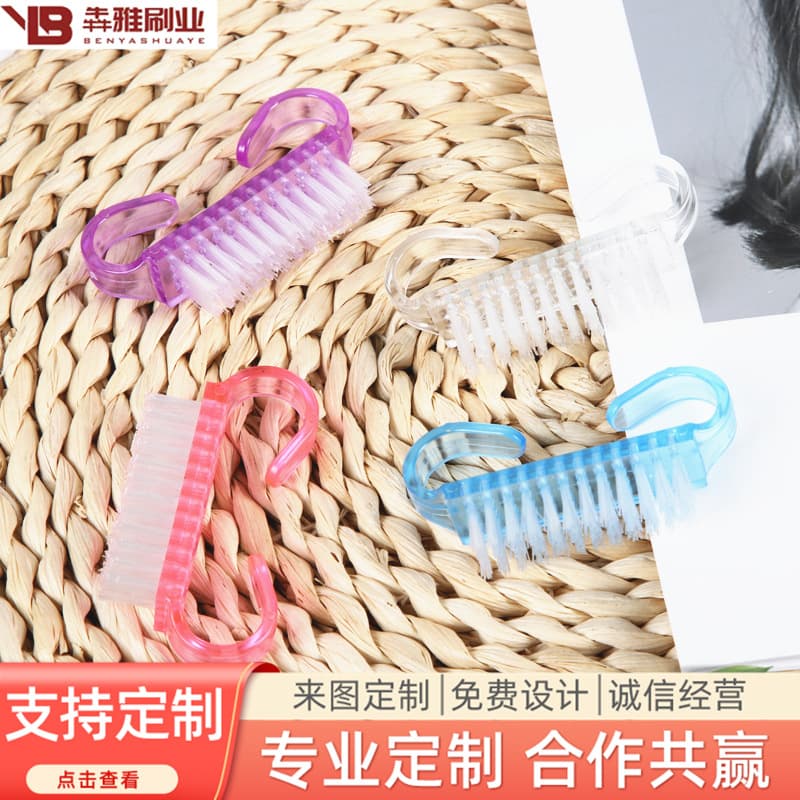 Manufacturer supply semi-transparent plastic manicure brush, small ox horn brush, horn brush, nail brush, and cleaning tools for collectibles
