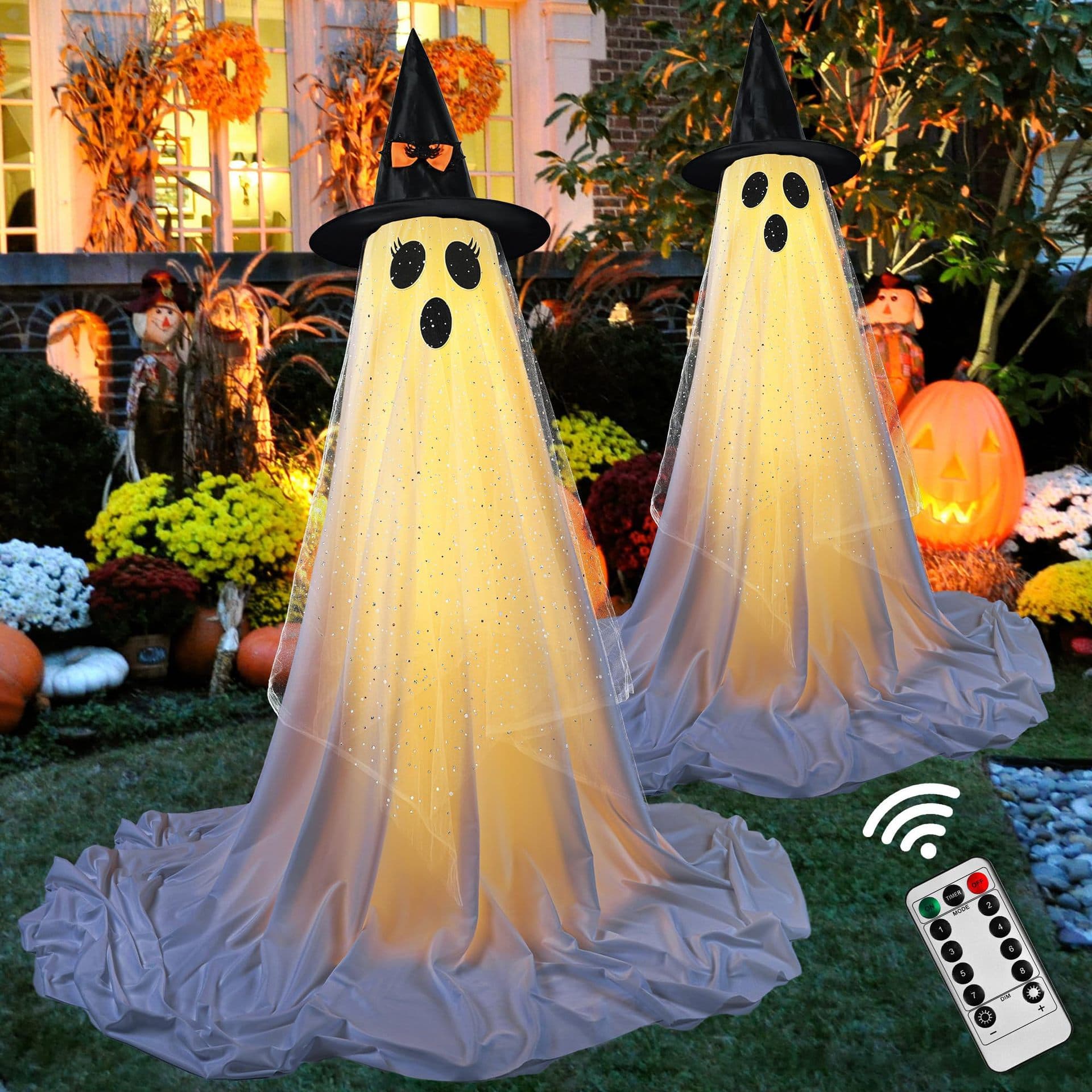 Mesh Halloween Ghost Light Porch Ghost Halloween Decoration Outdoor Halloween Party Decoration Indoor