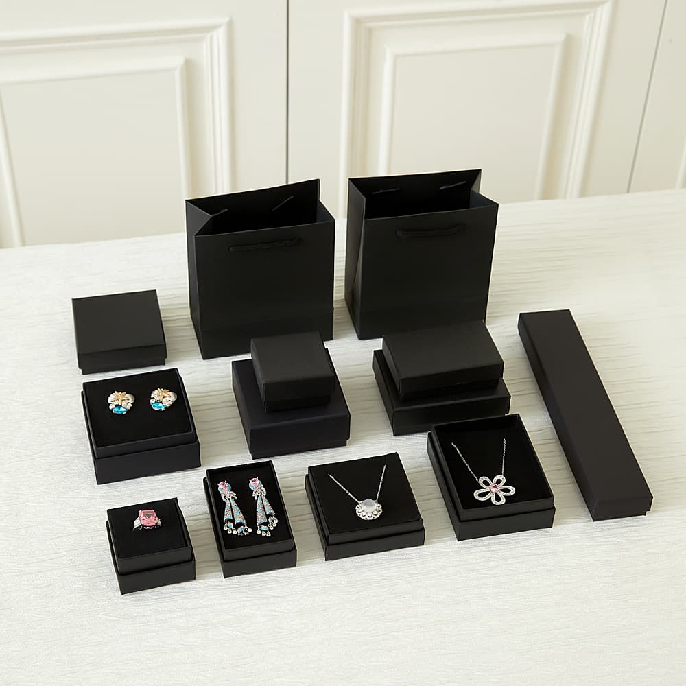 Premium Black Jewelry Box with Lid, Empty Gift Packaging Box for Necklace, Bracelet, Ring, and Jewelry Storage