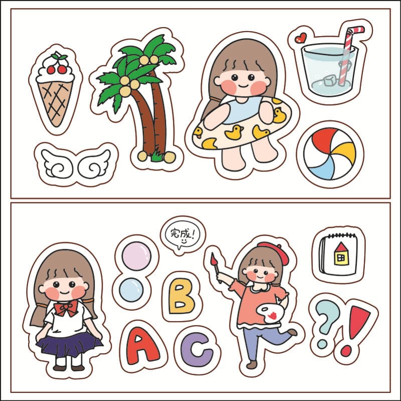 Heart and Polka Dot Star Sweet Girl Bulk Gift Decorative Stickers, Freebie Sticker Set