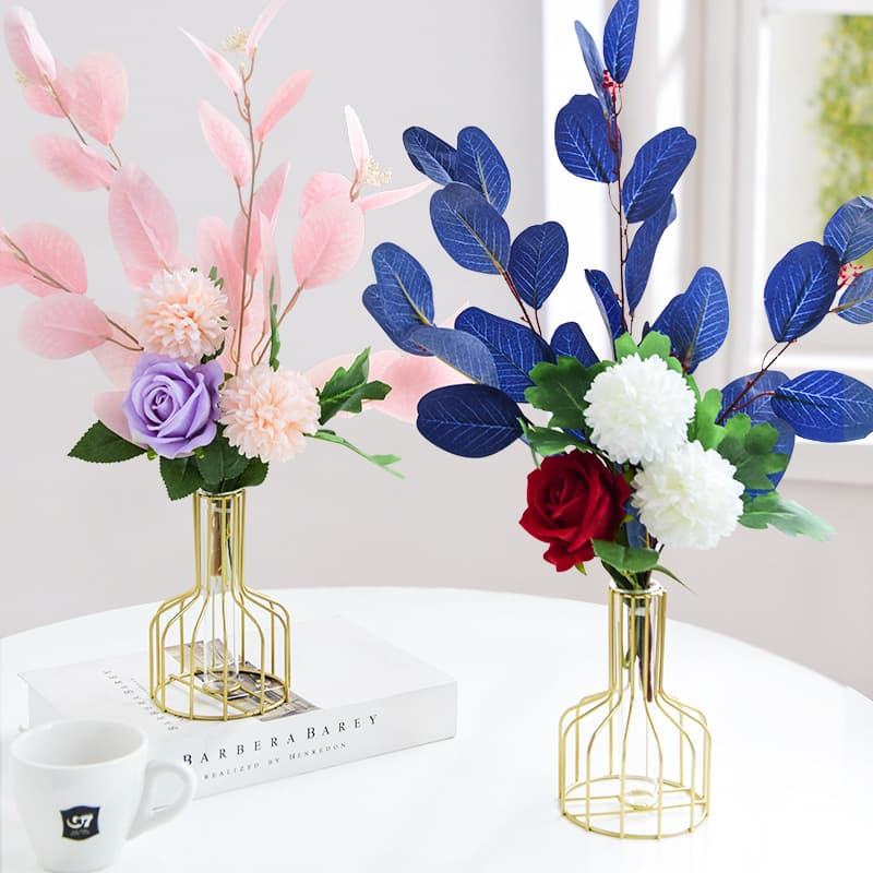 Nordic Minimalist Gold Electroplated Flower Vase Creative Home Soft Decoration Glass Vase Flower Arrangement Living Room Study Decoration Ornament
