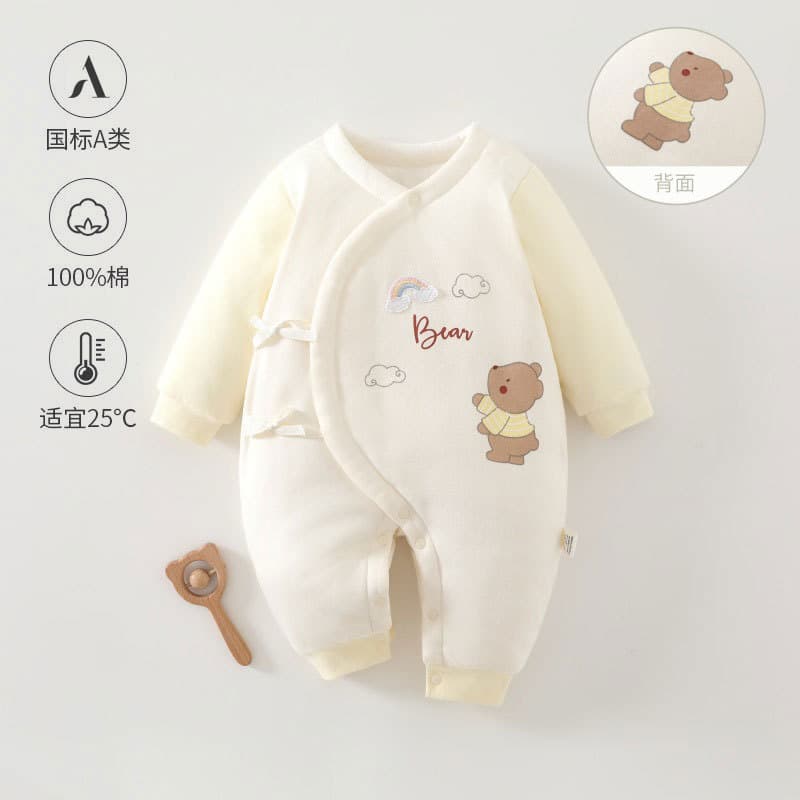 Baby jumpsuit autumn and winter type a baby clothes monk suit 120g quilted jumpsuit newborn butterfly jumpsuit
