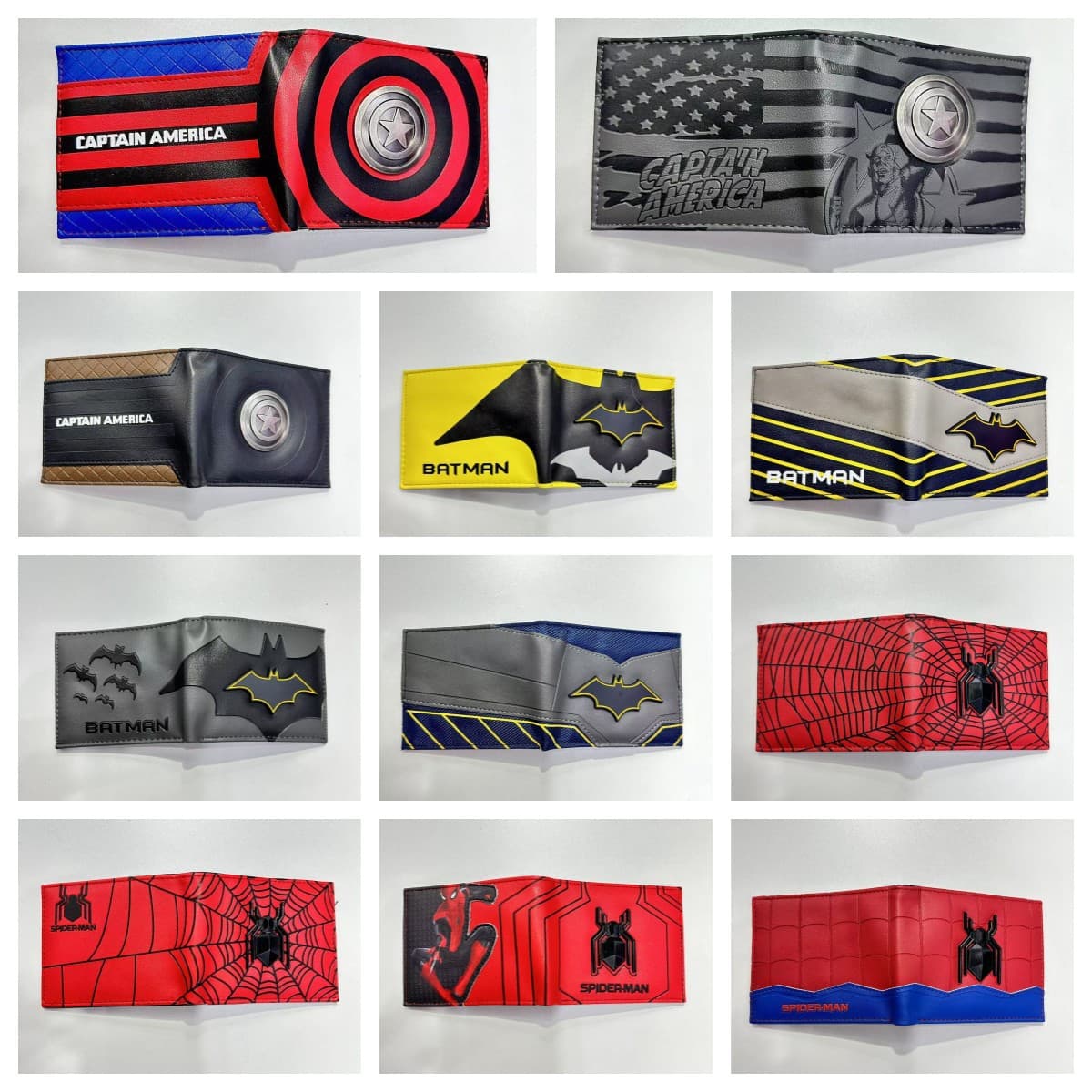 Superhero Coin Purse Batman Spider-Man Captain America Embossed Leather Change Wallet Card Holder