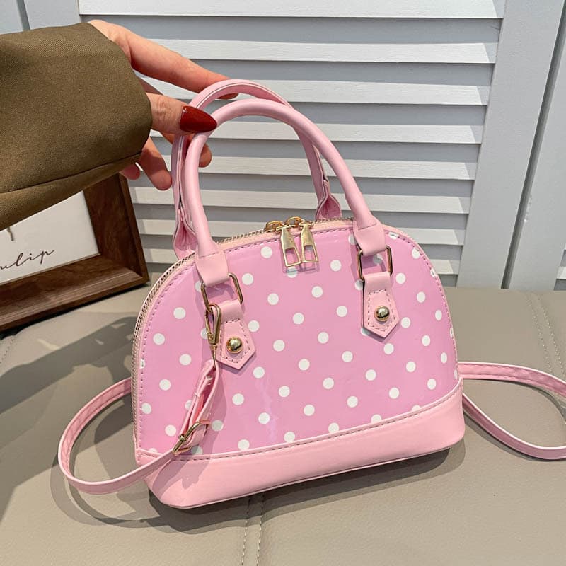 Cross-border Korean version of polka-dot shell bag, niche contrasting color bags, portable crossbody, light luxury, high-end trendy and stylish shoulder bag