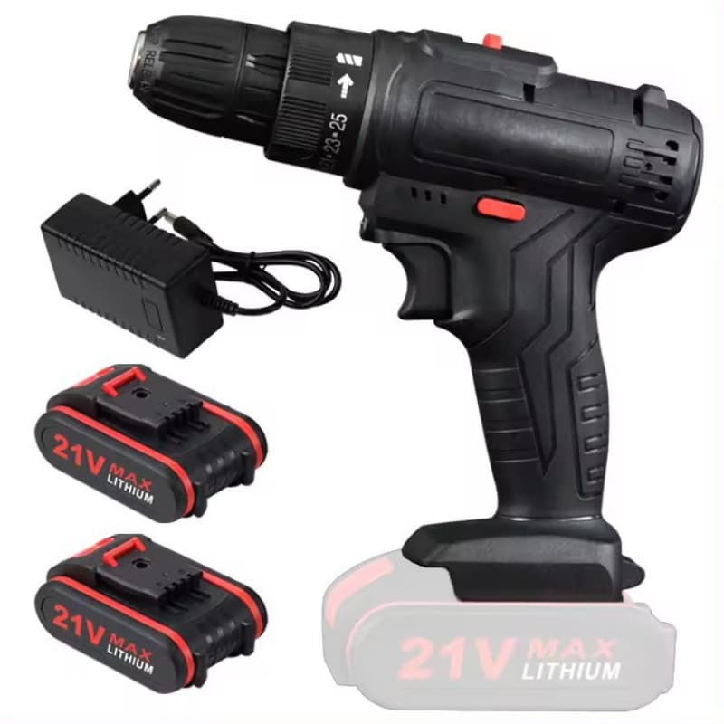 Cross-border 21V Black Soil Dual Speed Drill Handheld Electric Drill Screwdriver Small Pistol Drill