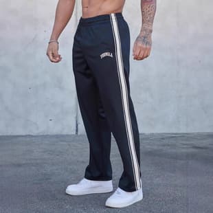 YOUNGLA Men's Joggers Webbing Patch Printed Casual Pants Gym Sports Fitness Mid Rise Straight Leg Pants