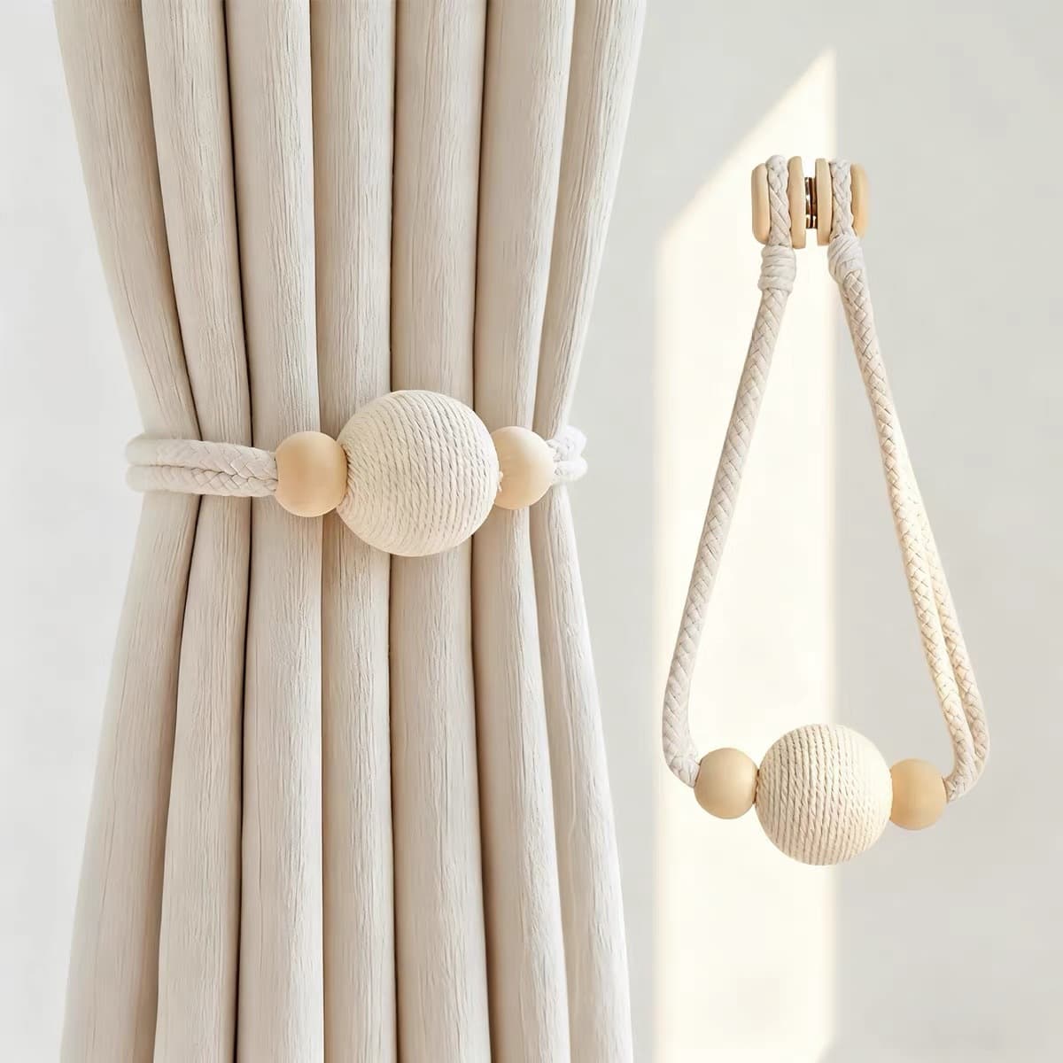 Cross-border new modern simple curtain straps punch-free magnet curtain buckle braided bundle rope tying accessories