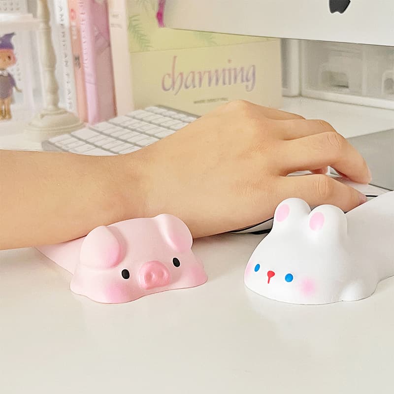 Decompression Mouse Pad Wrist Rest Cushion for Women, Cute Cartoon Office Desk Pad Wrist Support Hand Rest Pillow