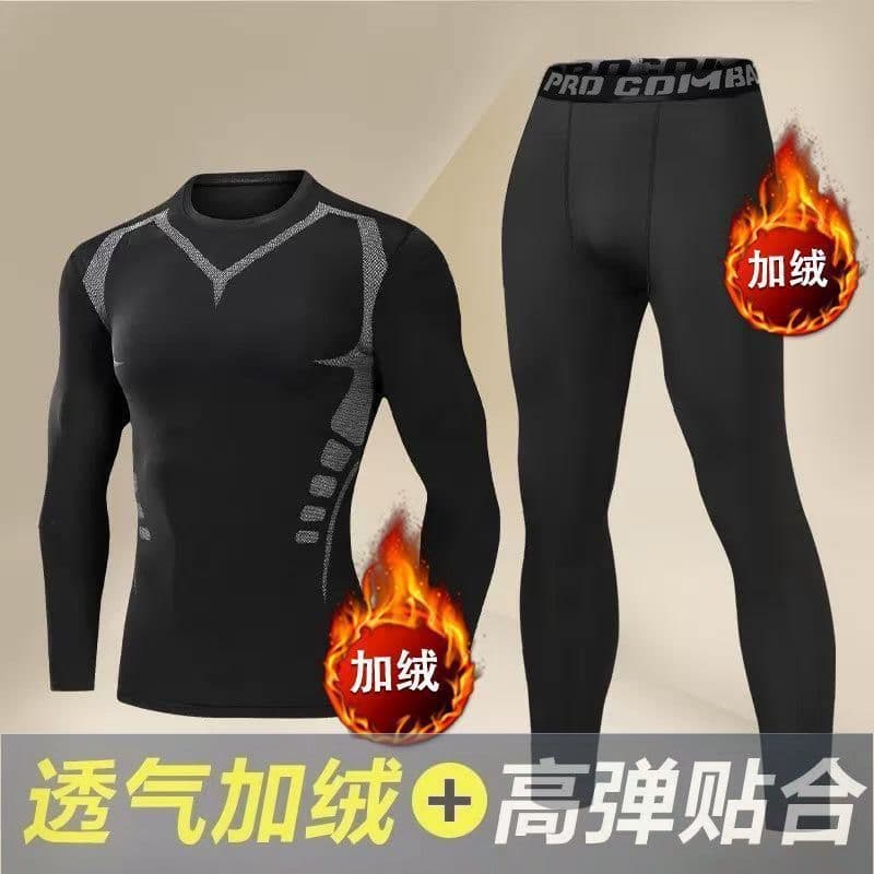Velvet fitness suit sports base winter sports suit quick-drying tight-fitting high-elastic running training warm clothes