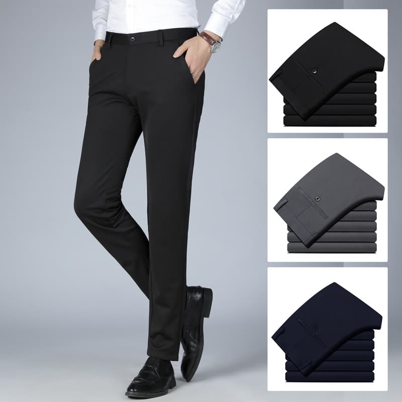 2023 Fall New Men's Stretch Business Pants Straight Slim Fit Long Trousers Casual Pants