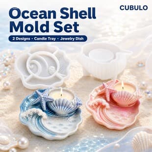Ocean Shell Wave Tray Candle Holder Silicone Mold DIY Epoxy Resin Plaster Storage Tray Starfish Decorative Ornament