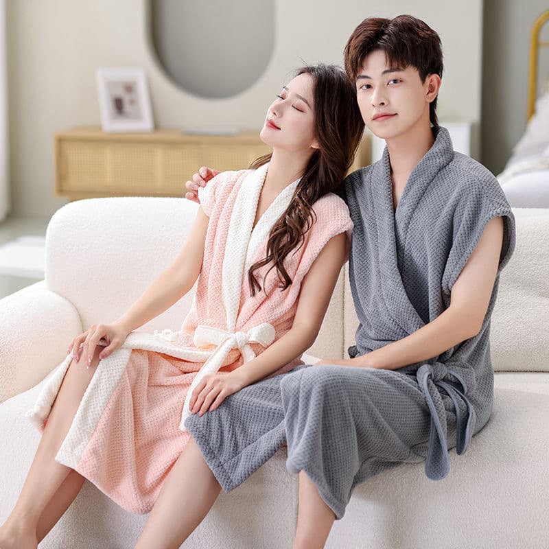 Couples bath towel for men and women, home/hotel use, absorbent non-shedding, adult wearable shower wrap, new style bathrobe sleep robe