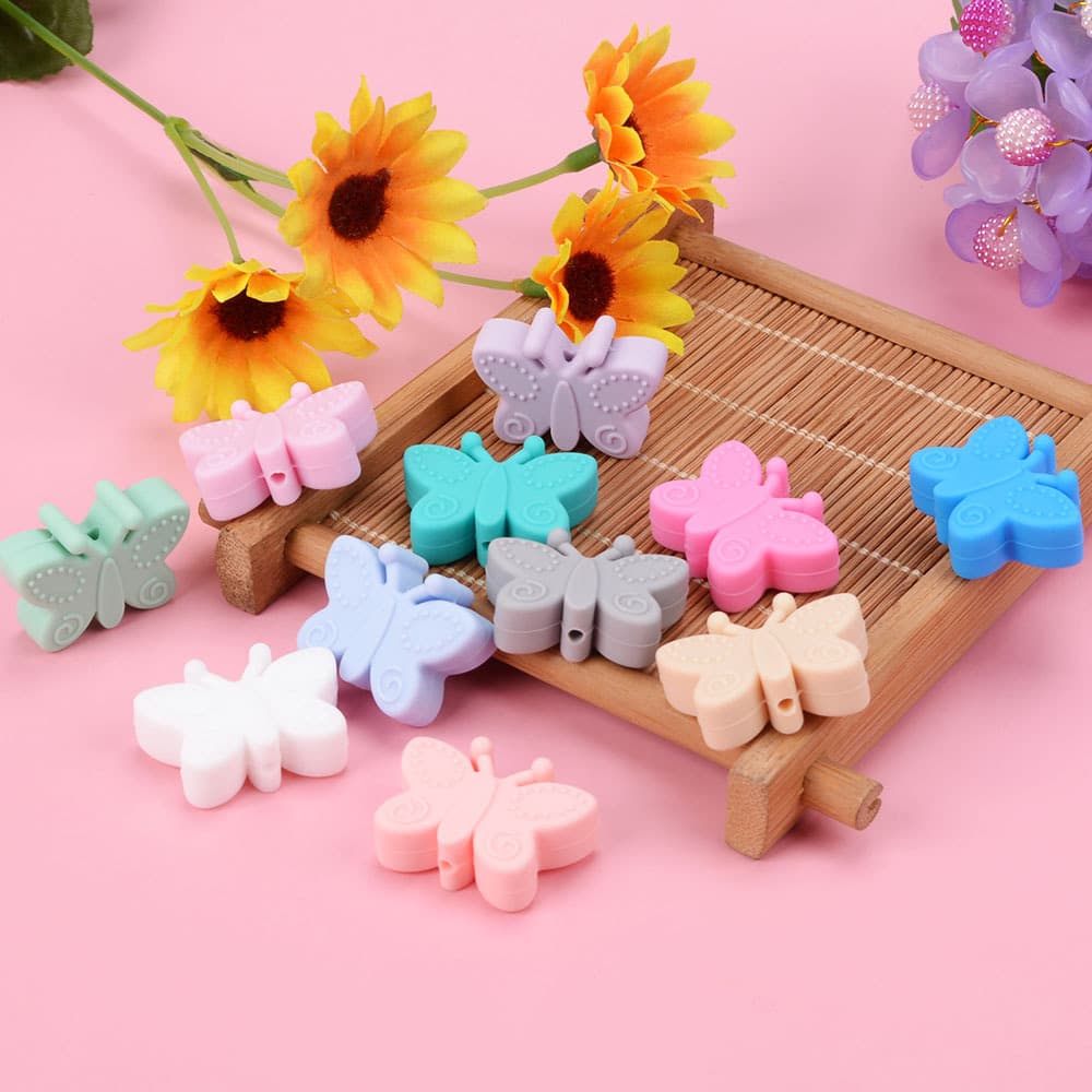 Butterfly-Shaped Animal Silicone Loose Beads Food-Grade Silicone Beads DIY Baby Pacifier Chain Teether Wholesale