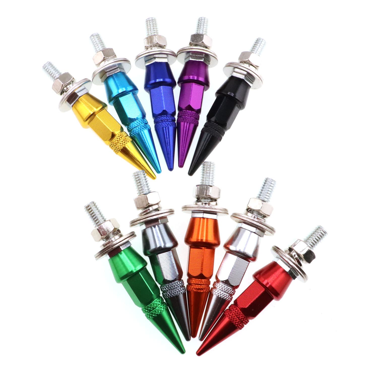 Hub Cap Pointed 45mm Long License Plate Screw 8v1 American Style + M6 Thread
