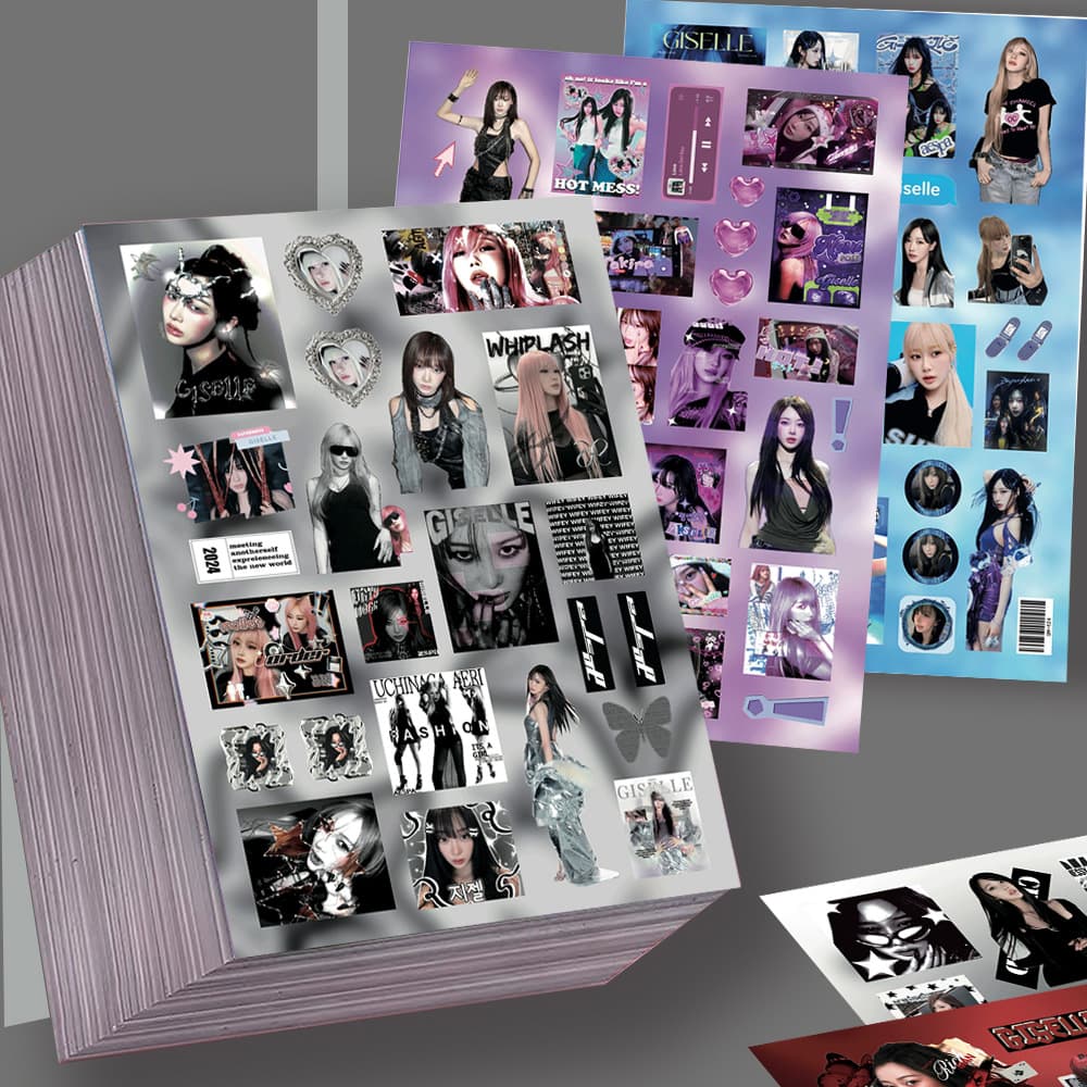 8 pieces of Giselle cut film stickers aespa Korean group GISELLE idol peripheral collage material package waterproof stickers
