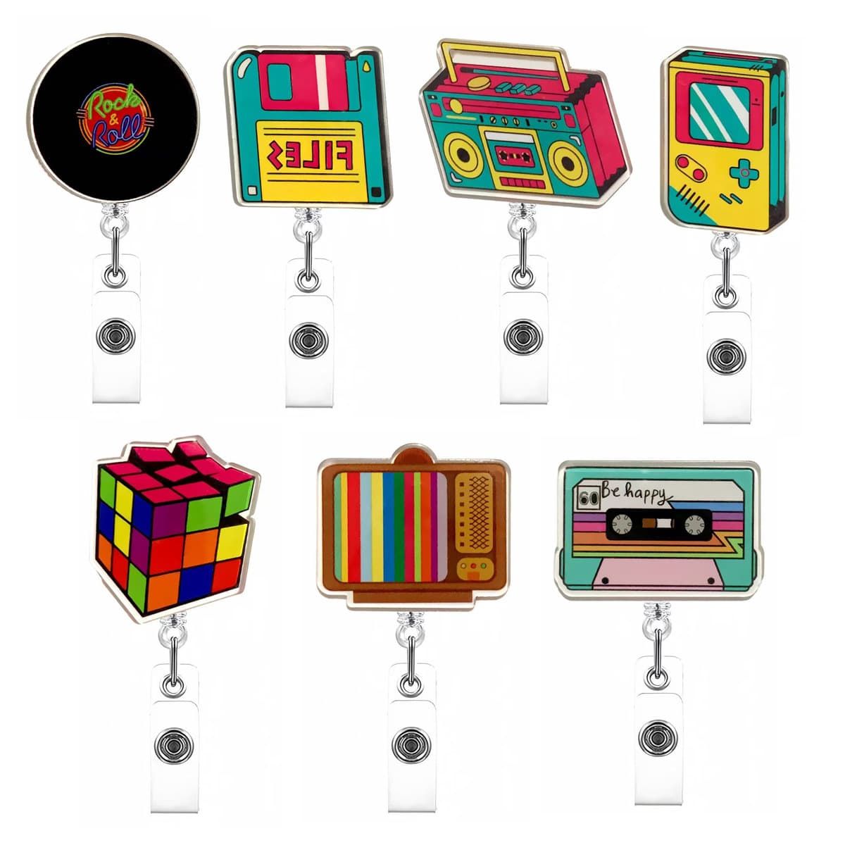Cross-border Amazon Retro Nostalgic Record Cube Radio Game Console Acrylic Medical Nurse Badge Retractable Lanyard