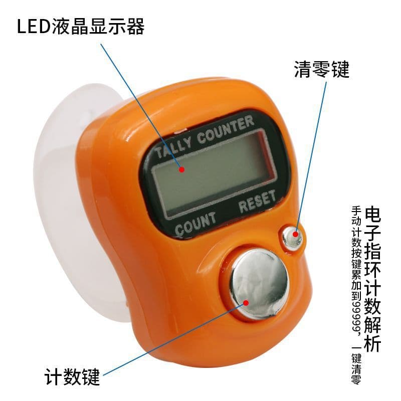 LED Glow-in-the-Dark Timekeeping Finger Counter, Student Electronic Timer, Watch Function LED Counter