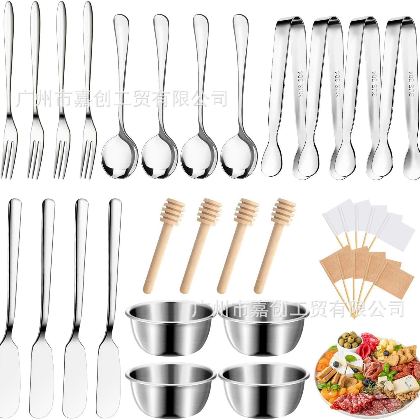 Cross-border stainless steel Western food plating tableware, cheese knife, butter knife, dessert fork and spoon, party tableware set
