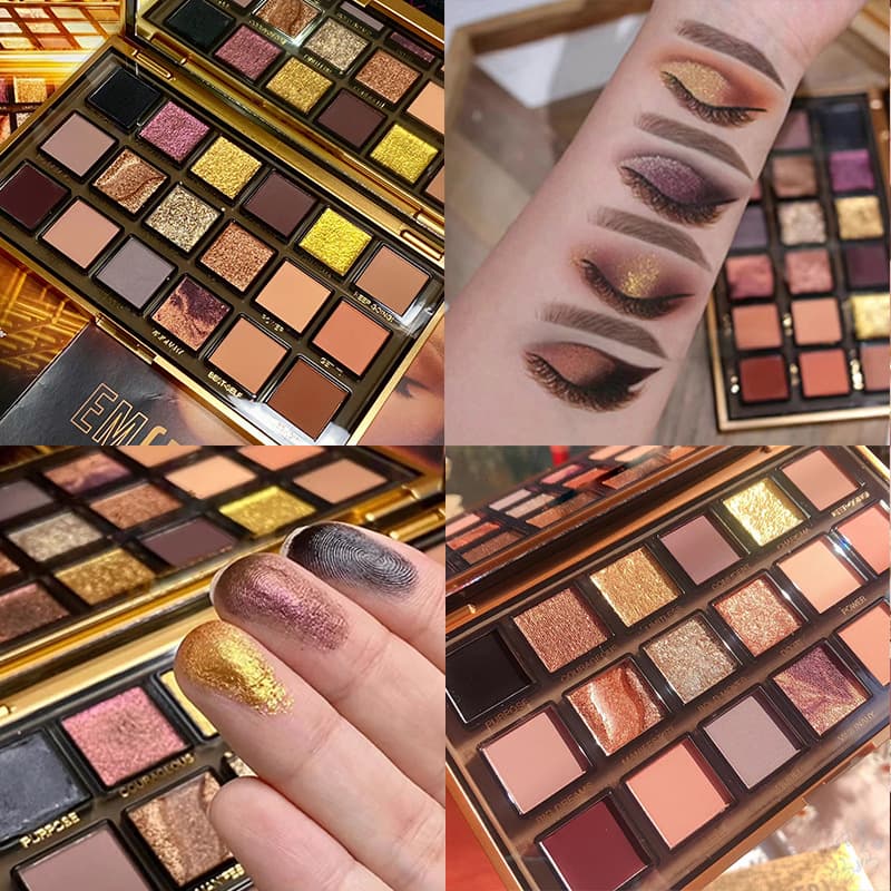 Cross-border Foreign Trade Bestseller HUAPRO Christmas 18-Color Eyeshadow Natural Pearlescent Shimmer Long-Lasting Makeup Eyeshadow