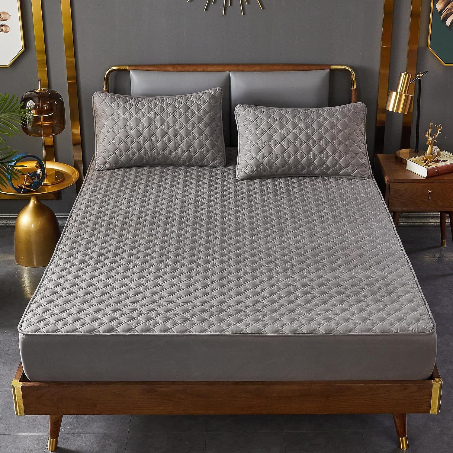Gray Extra Large Fitted Sheet, Deep Pocket Fitted Sheet, Winter Warm, Breathable, Non-Slip, Ideal for Skincare Bed